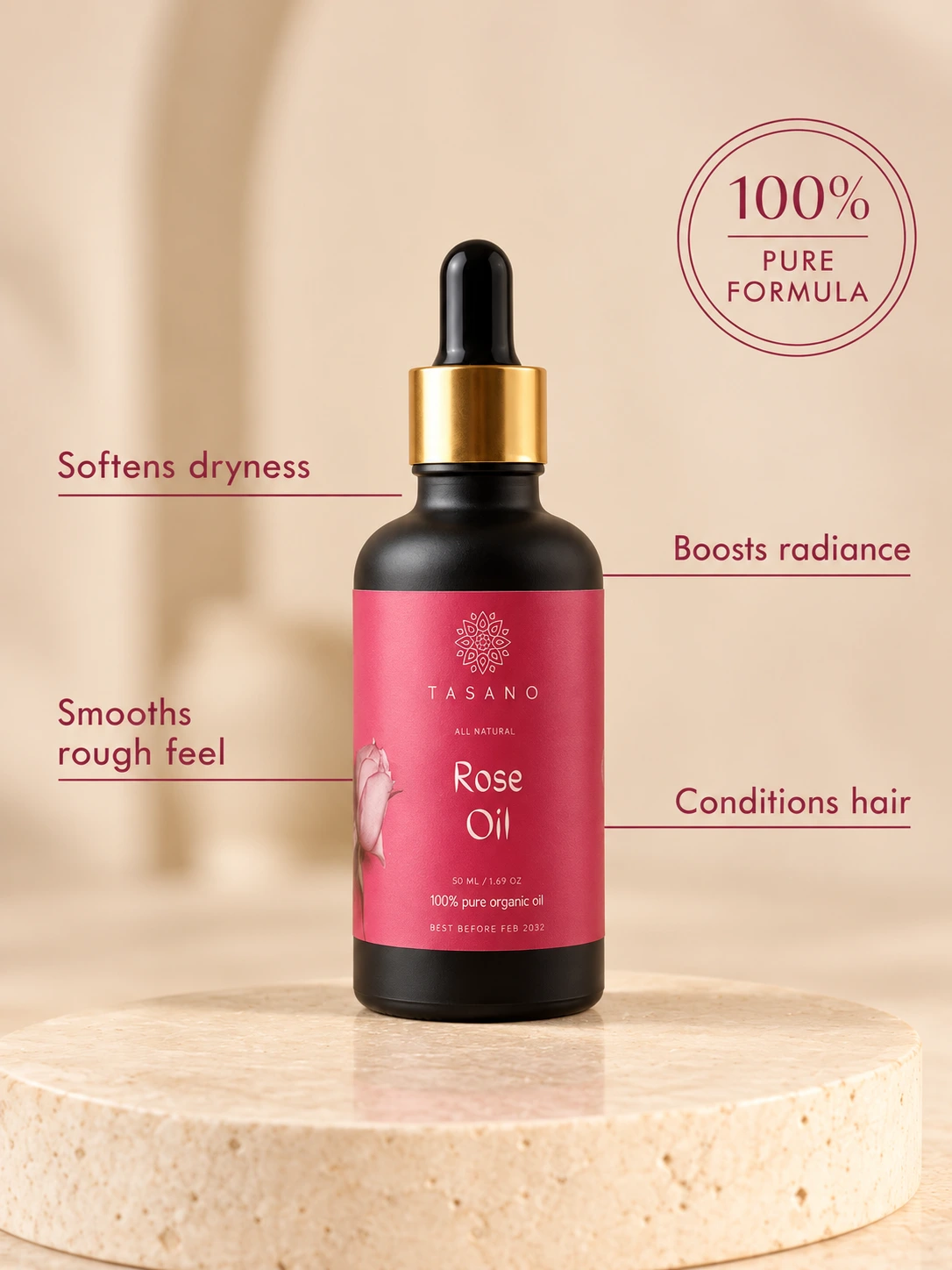 Rose Oil benefits for dry skin, face and hair | 100% Pure botanical Rose Oil