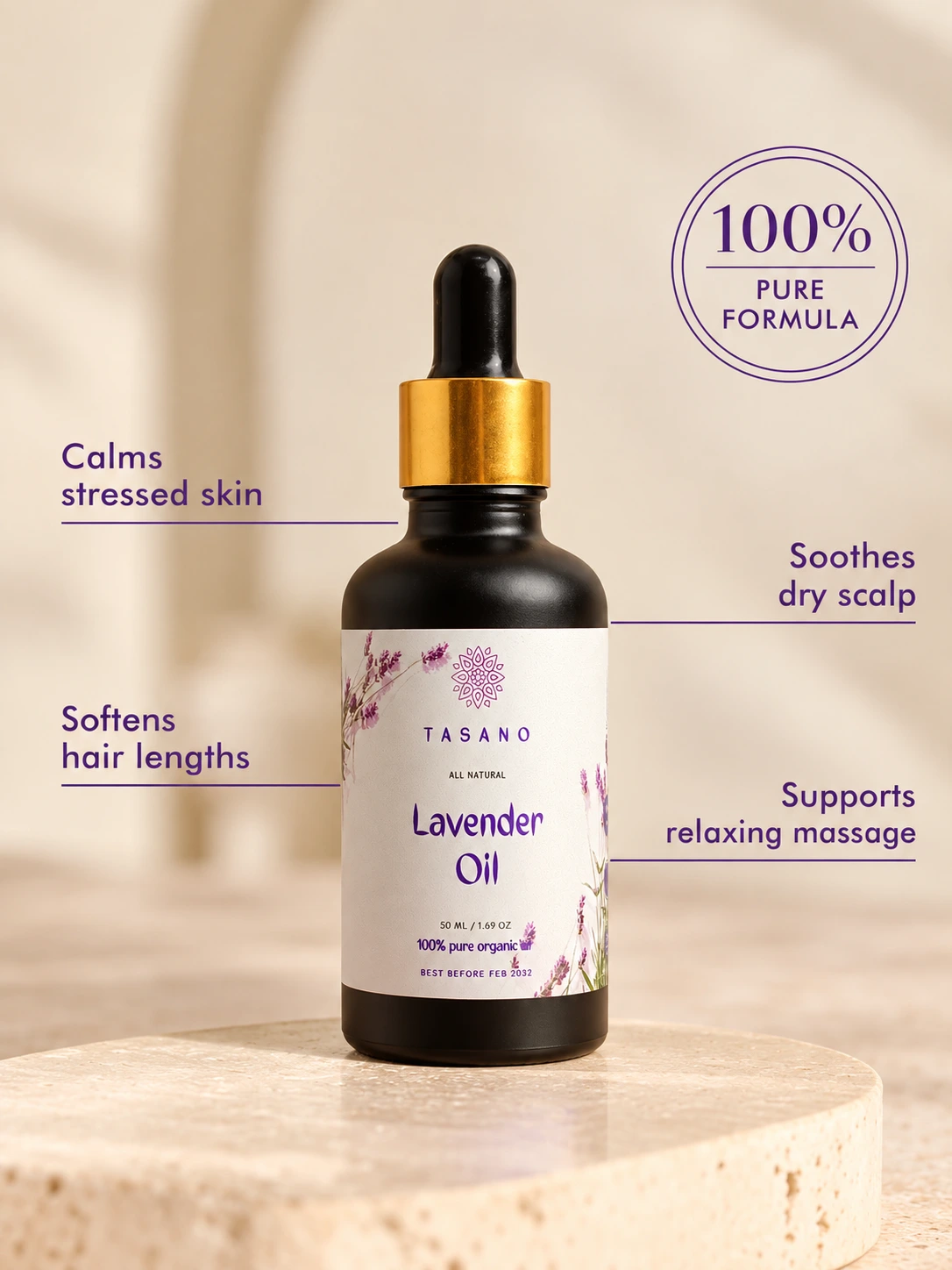 Lavender Oil benefits for skin, scalp, hair and body care | TASANO Pure Lavender Oil