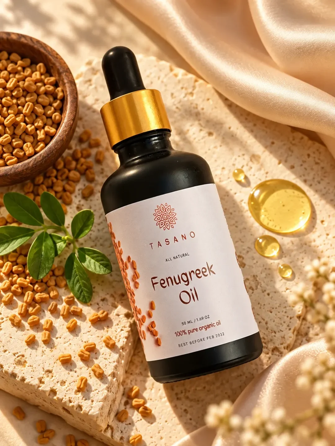Fenugreek Oil for stronger-looking conditioned hair | 100% Pure botanical hair oil