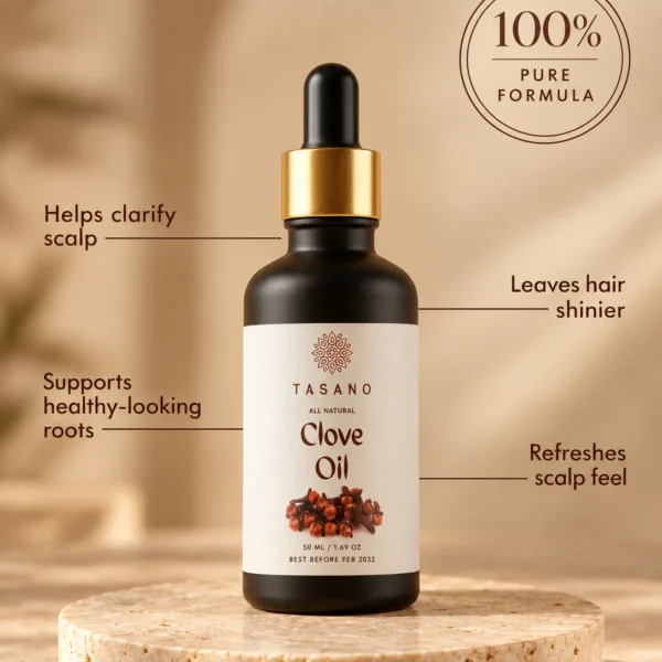 Pure Clove Oil for hair and scalp care, helps condition dry hair and support a refreshed, nourished-looking scalp