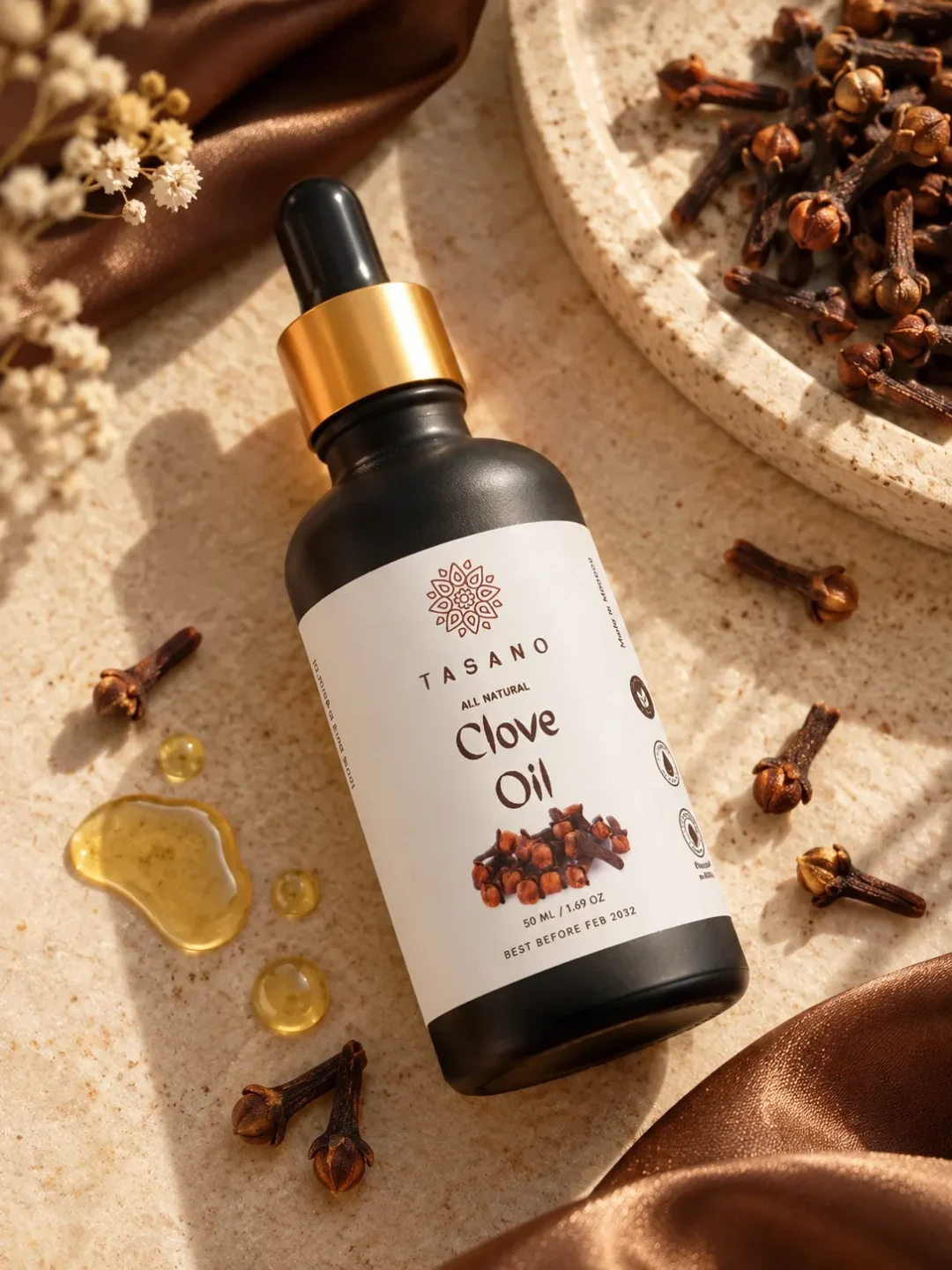 TASANO Pure Clove Oil with clove botanicals, natural hair and scalp oil for conditioning and massage care