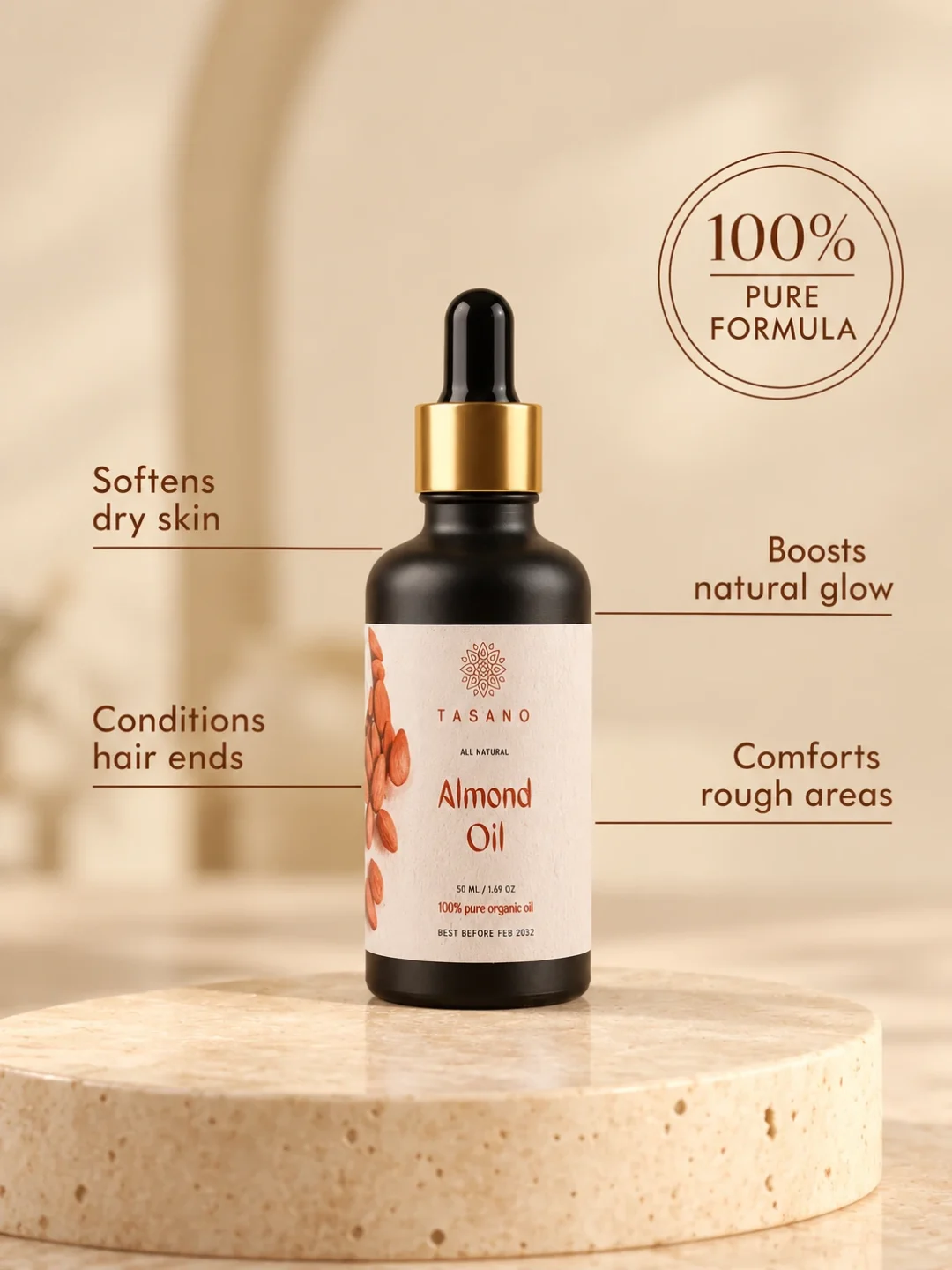 Pure Sweet Almond Oil for skin and hair, moisturizing body oil for softness, smoothness and dry skin care Pure Sweet Almond Oil for skin and hair, moisturizing body oil for softness, smoothness and dry skin care