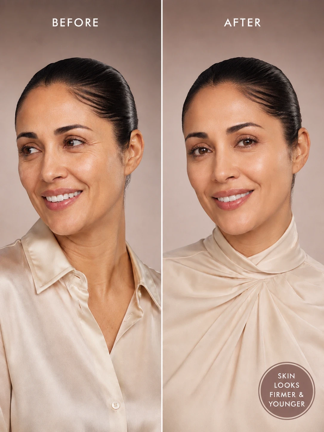 Before and after snail cream results for firmer, smoother, younger-looking skin