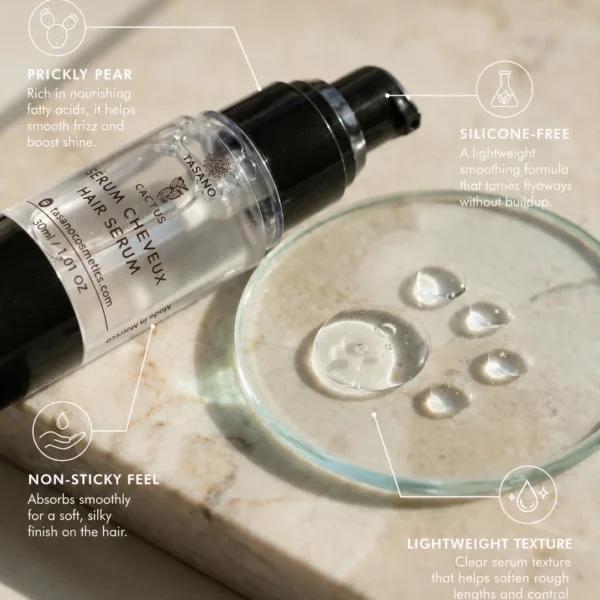 Prickly pear hair serum texture for lightweight smoothing