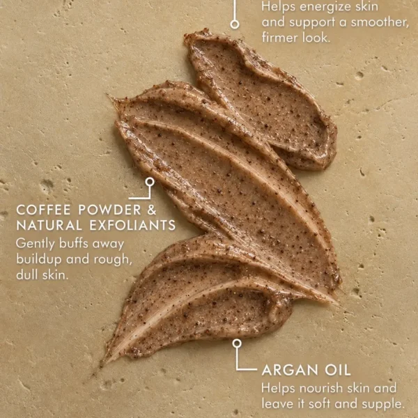 Coffee scrub ingredients and creamy exfoliating texture for cellulite appearance and smoother body skin Coffee scrub ingredients and creamy exfoliating texture for cellulite appearance and smoother body skin