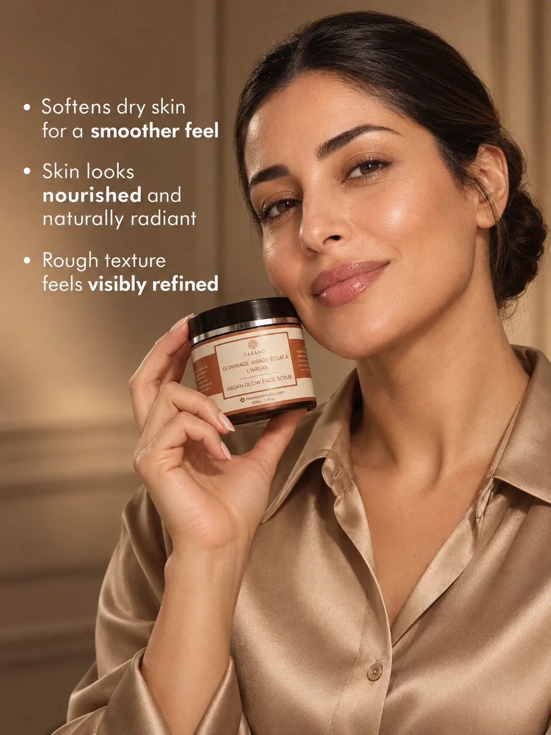 Argan body scrub for hydrated soft radiant-looking skin and smoother skin texture