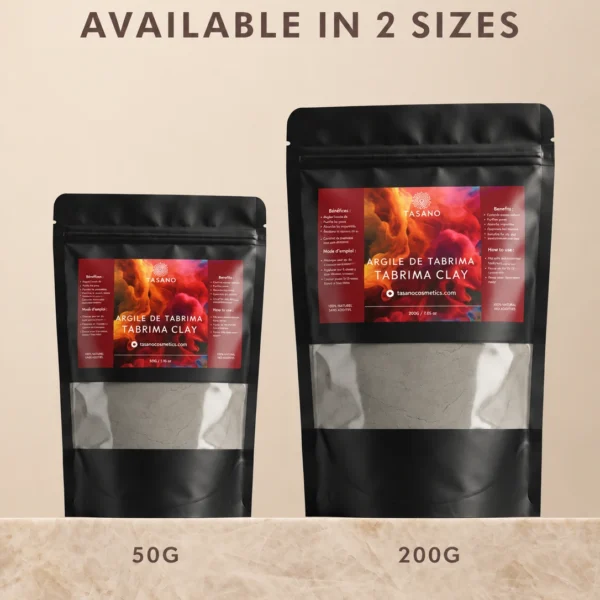 TASANO Moroccan Tbrima body mask 50g and 200g sizes for traditional hammam skincare TASANO Moroccan Tbrima body mask 50g and 200g sizes for traditional hammam skincare