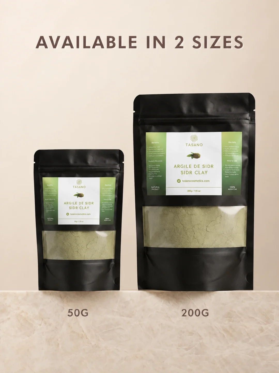 TASANO Sidr powder 50g and 200g natural shampoo and Moroccan herbal hair cleanser sizes TASANO Sidr powder 50g and 200g natural shampoo and Moroccan herbal hair cleanser sizes