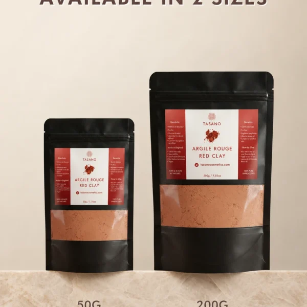 TASANO Moroccan Red Clay powder 50g and 200g natural face mask sizes for oily dull skin and visible pores TASANO Moroccan Red Clay powder 50g and 200g natural face mask sizes for oily dull skin and visible pores
