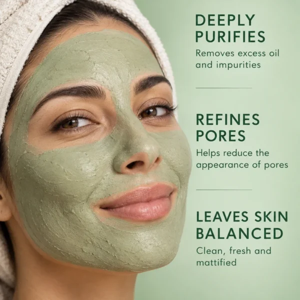 Green Clay Mask for oily combination skin, reduced shine and cleaner refined-looking pores Green Clay Mask for oily combination skin, reduced shine and cleaner refined-looking pores