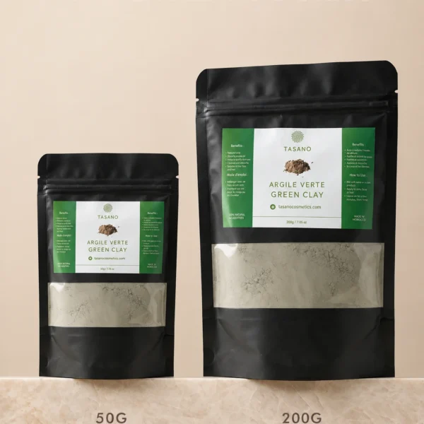 TASANO Moroccan Green Clay Mask 50g and 200g sizes for oily skin and pore cleansing TASANO Moroccan Green Clay Mask 50g and 200g sizes for oily skin and pore cleansing