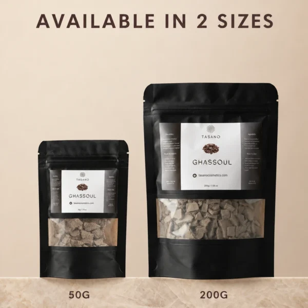 TASANO Moroccan Rhassoul Ghassoul Clay 50g and 200g sizes for hair and skin masks TASANO Moroccan Rhassoul Ghassoul Clay 50g and 200g sizes for hair and skin masks
