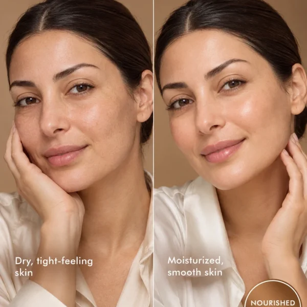 Donkey milk soap before and after for dry dull skin and softer nourished-looking skin