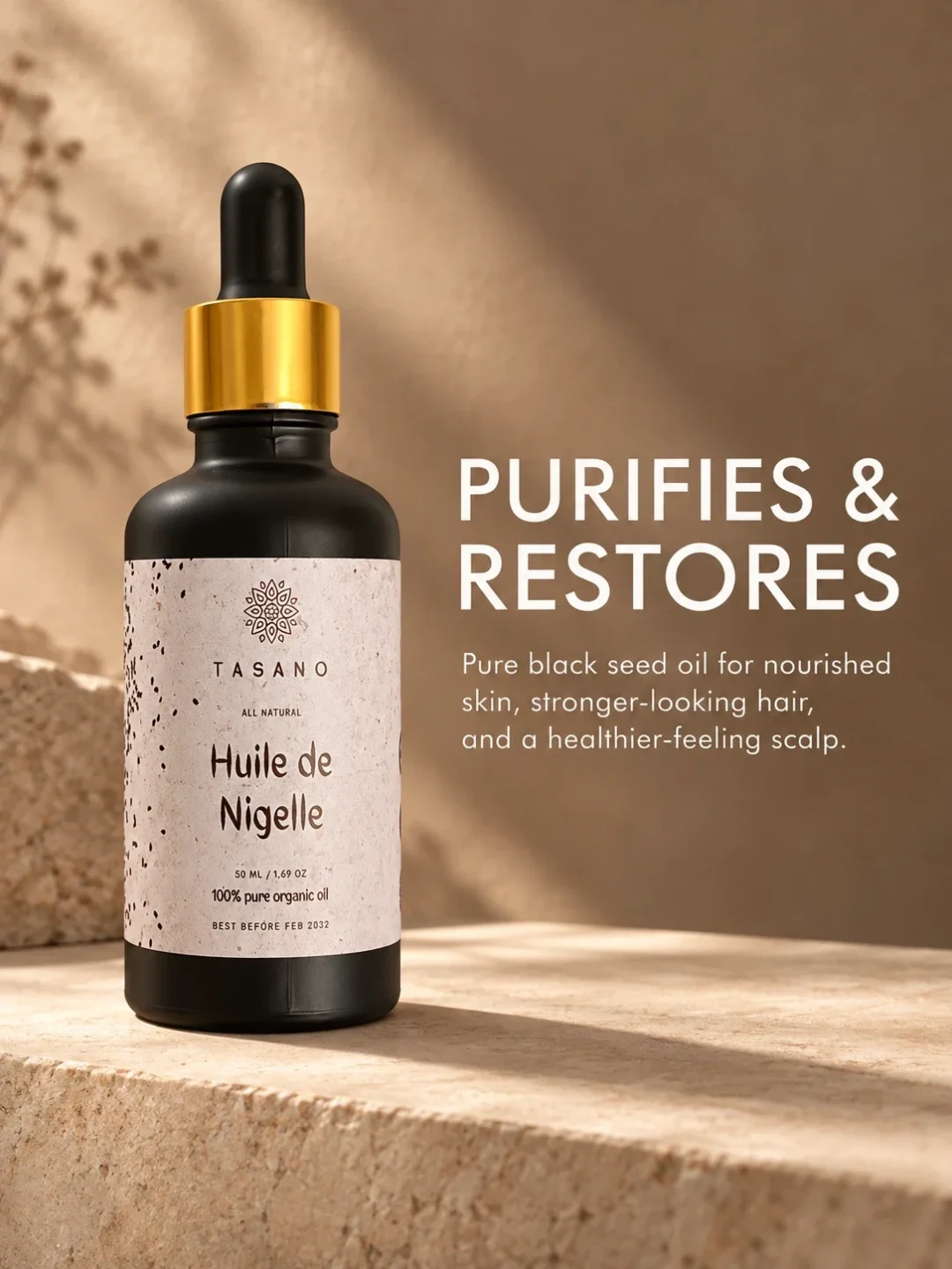 Pure Black Seed Oil for hair, scalp and skin | Premium Nigella Sativa Oil by TASANO