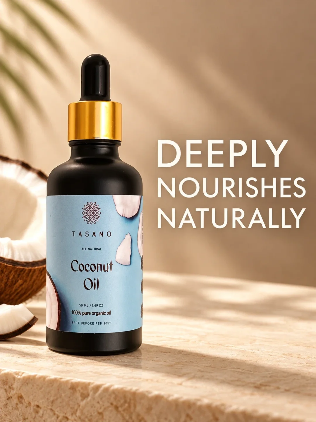 Pure Coconut Oil for hair and body care | Premium moisture-rich botanical oil by TASANO