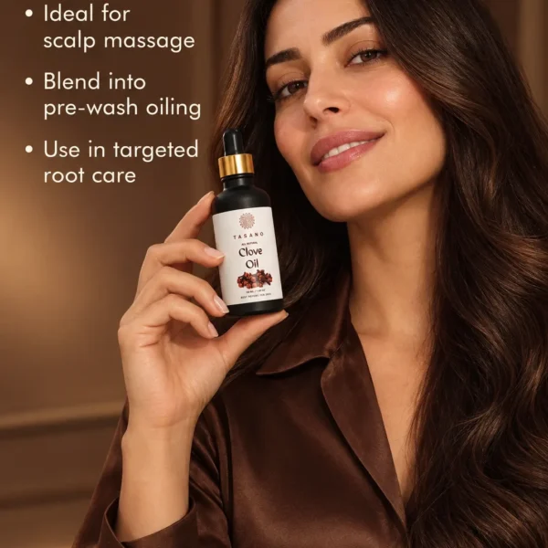 Clove Oil for scalp massage, hair oiling and body care, versatile natural oil for hair and skin routines