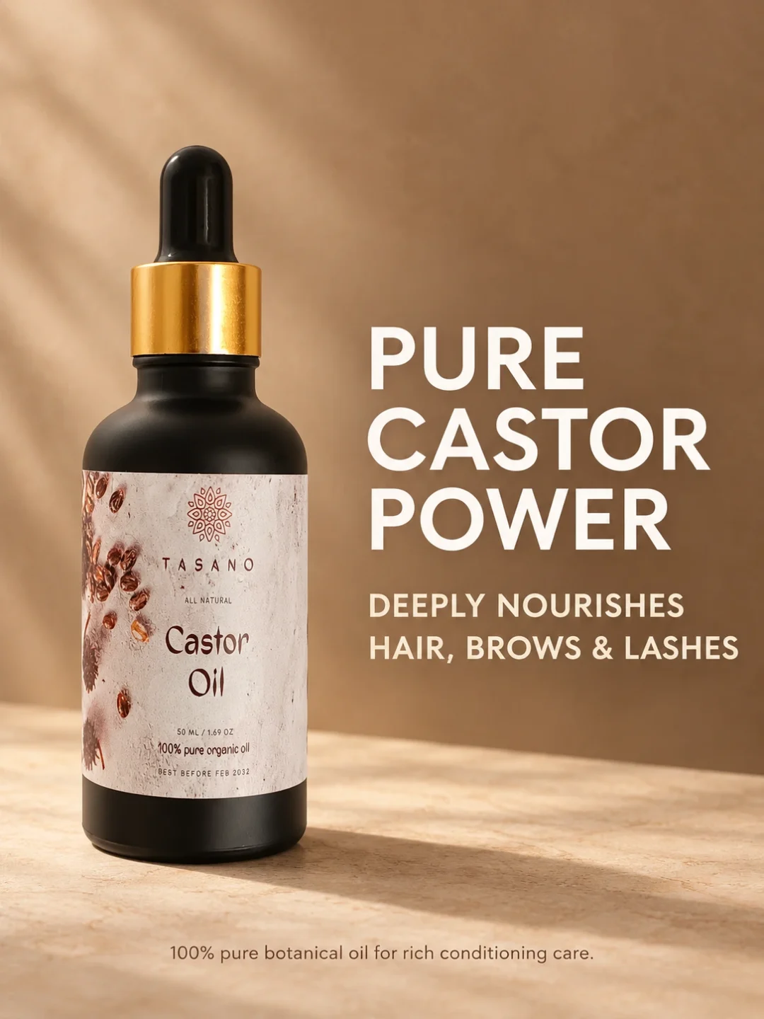 Pure Castor Oil for intense conditioning, stronger-looking hair and deeply nourished dry strands and scalp