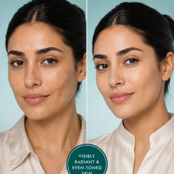 Before and after of TASANO Nila Clay face Mask for dark spots showing radiant even toned skin