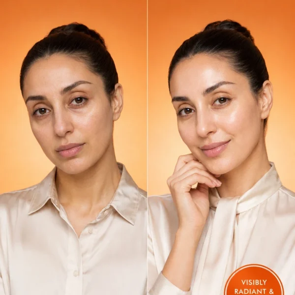 Before and after of TASANO Vitamin C Mask showing visibly radiant renewed skin Before and after of TASANO Vitamin C Mask showing visibly radiant renewed skin