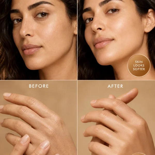 Before and after argan cream results for softer, smoother, more hydrated-looking skin
