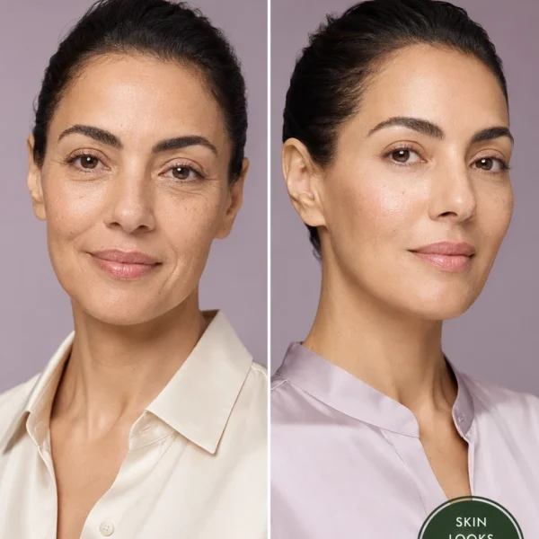 Before and after prickly pear cream results for reduced fine lines and firmer-looking skin
