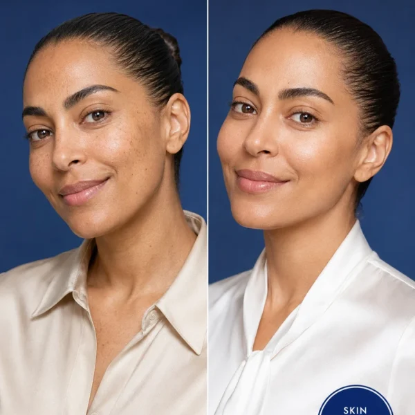 Before and after Nila cream results for dark spots and more even-looking skin tone