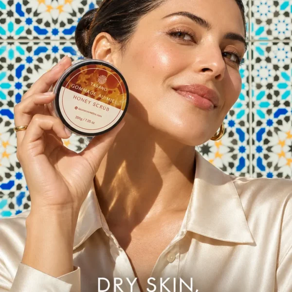 Honey body scrub for nourished radiant skin, Moroccan exfoliating skincare for dry rough skin Honey body scrub for nourished radiant skin, Moroccan exfoliating skincare for dry rough skin