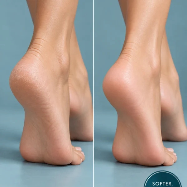 Foot scrub before and after for dry cracked heels, calluses and smoother softer feet Foot scrub before and after for dry cracked heels, calluses and smoother softer feet