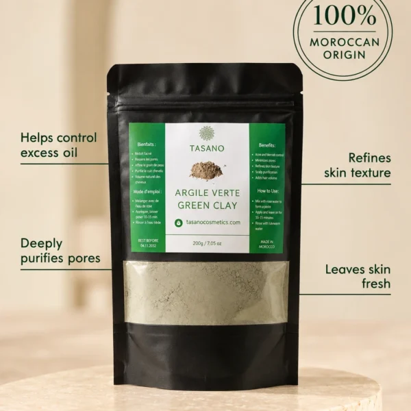Moroccan Green Clay face mask for oil control, cleaner-looking pores and refreshed smooth skin Moroccan Green Clay face mask for oil control, cleaner-looking pores and refreshed smooth skin