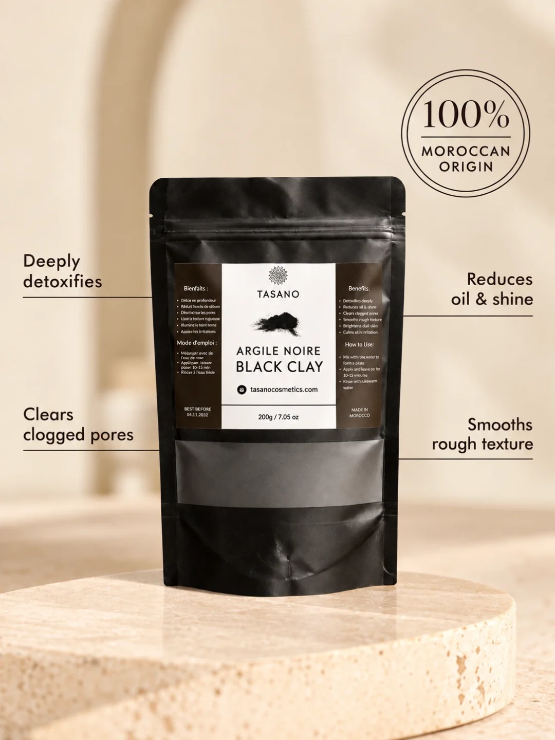 Moroccan Black Clay face mask for deep cleansing, excess oil control and smoother-looking pores Moroccan Black Clay face mask for deep cleansing, excess oil control and smoother-looking pores