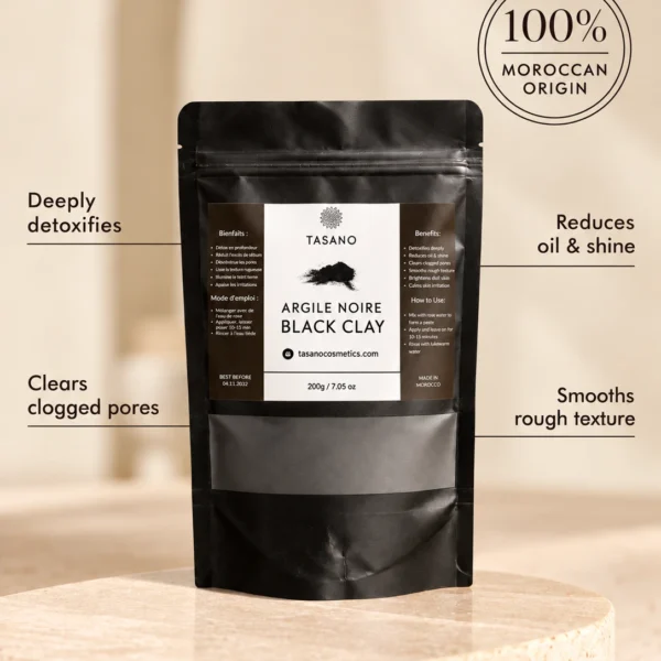 Moroccan Black Clay face mask for deep cleansing, excess oil control and smoother-looking pores Moroccan Black Clay face mask for deep cleansing, excess oil control and smoother-looking pores