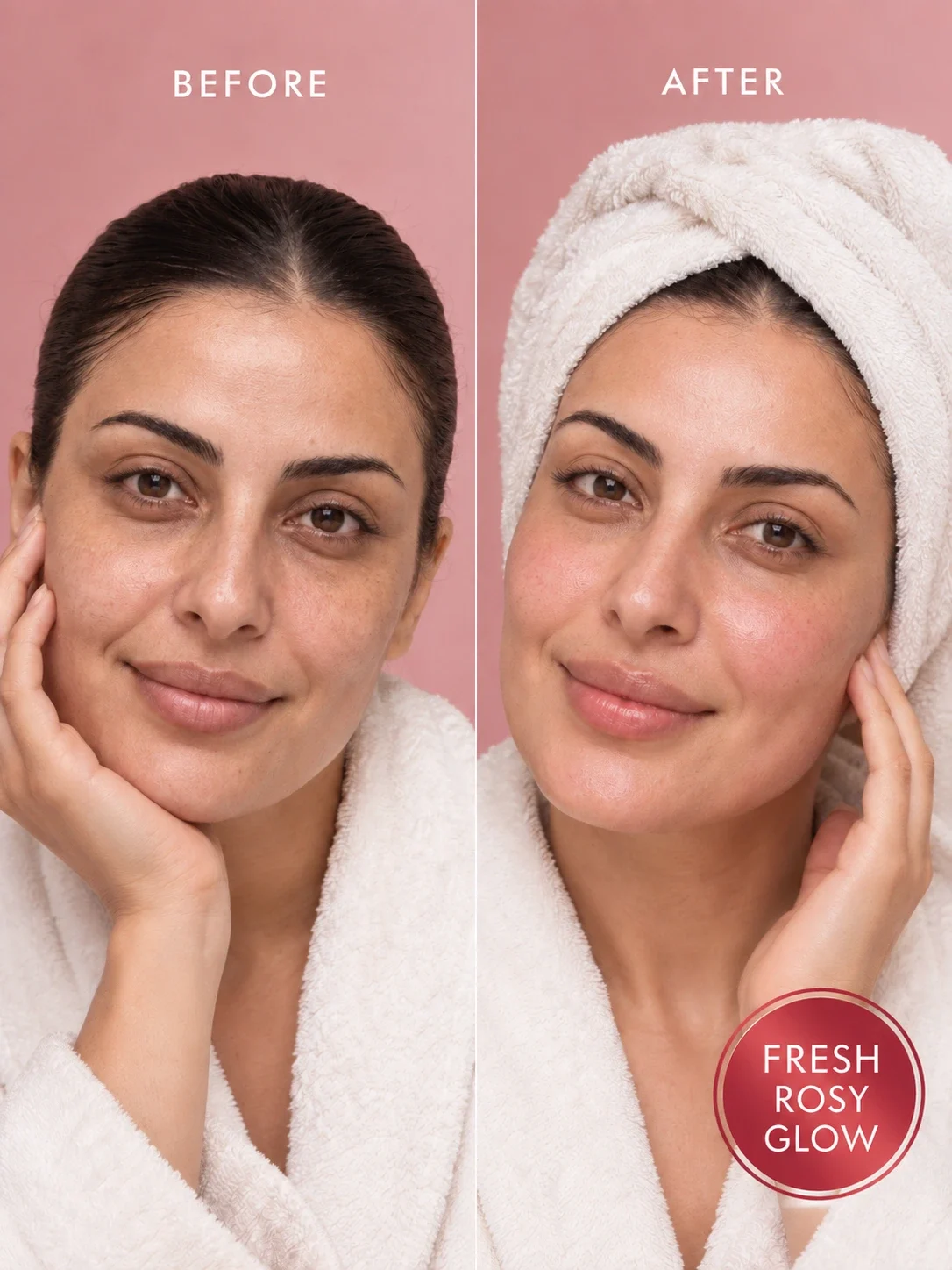 Aker Fassi before and after for dull tired skin and a fresh naturally rosy-looking glow