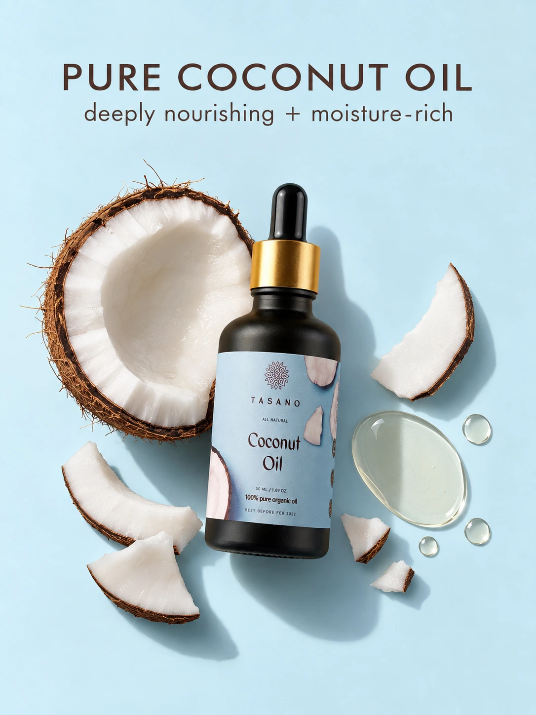 100% Pure Coconut Oil | Moisture-rich botanical oil for hair, skin and body