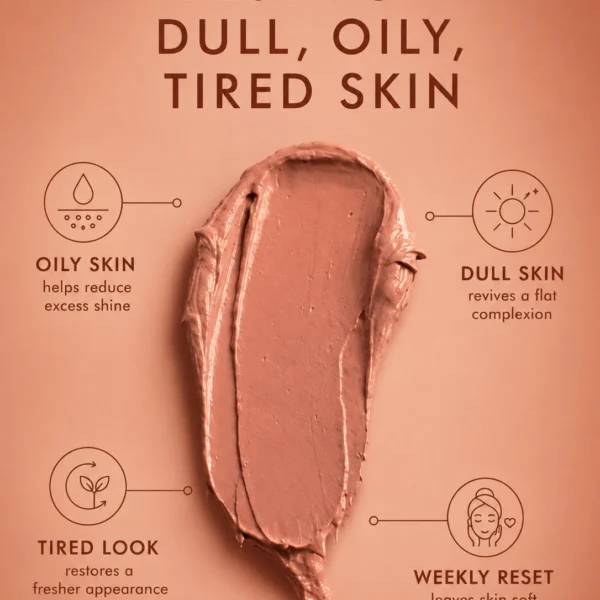 TASANO Red Clay Mask texture swipe with benefits for oily dull and tired skin TASANO Red Clay Mask texture swipe with benefits for oily dull and tired skin