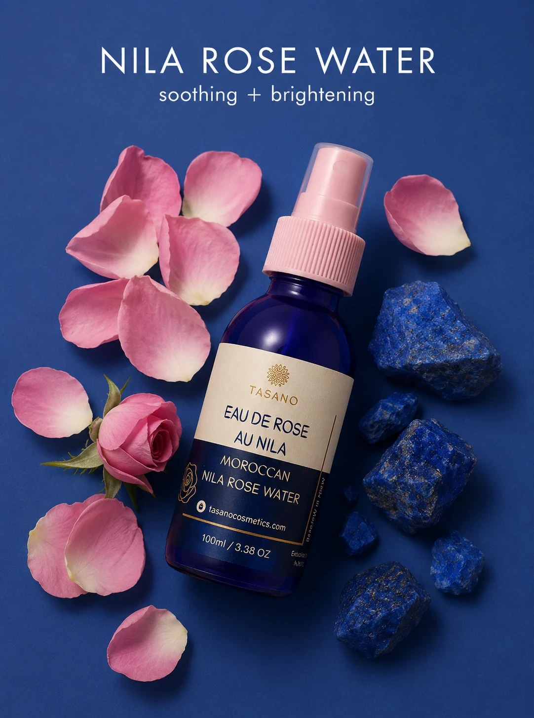 Moroccan Nila Rose Water with natural rose water and Moroccan Nila rocks