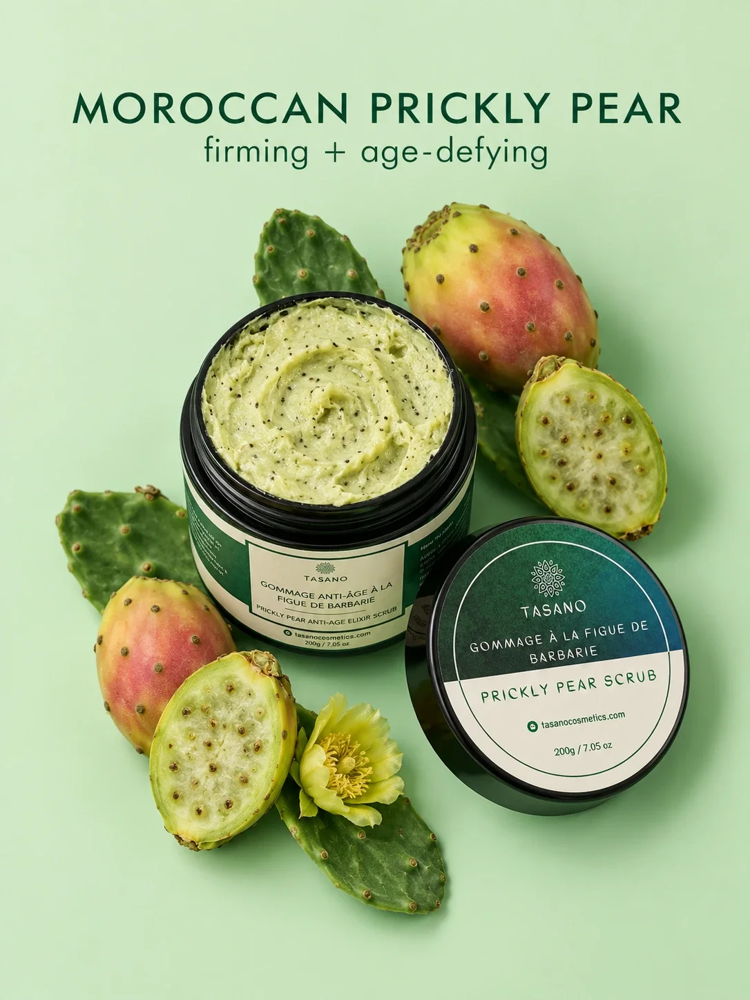 Moroccan prickly pear scrub with prickly pear seed oil for firming, smoothing and nourishing skin