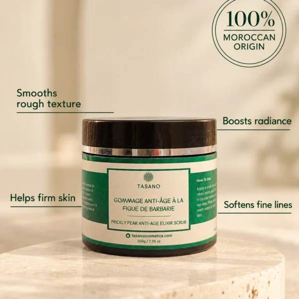 Prickly pear scrub benefits for firming, smoothing, exfoliating and improving mature-looking skin