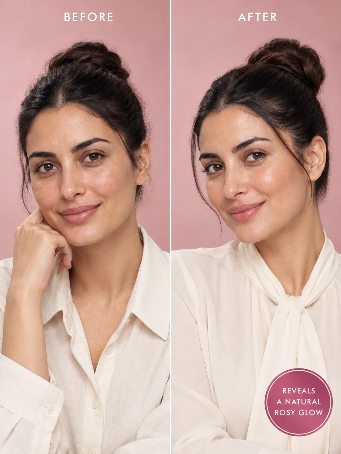 Aker Fassi scrub before and after for dull skin, smoother texture and fresh natural rosy glow