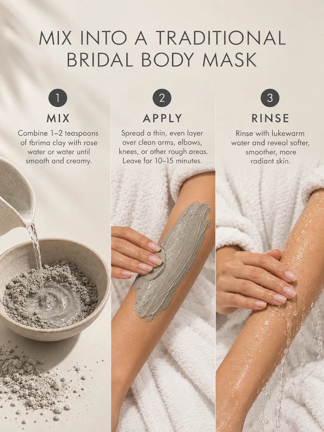 How to mix Tbrima Moroccan body mask for a traditional hammam skin smoothing treatment