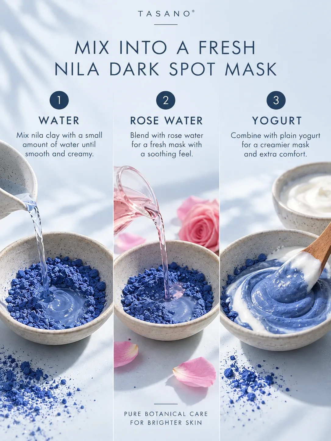 How to mix Moroccan Nila Powder with water rose water or yogurt for a dark spot face mask