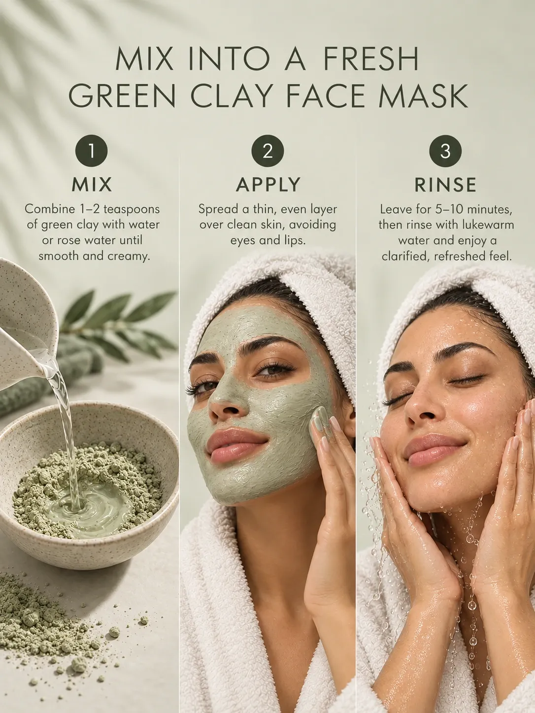 How to mix Moroccan Green Clay Mask for oily skin, clogged-looking pores and excess oil
