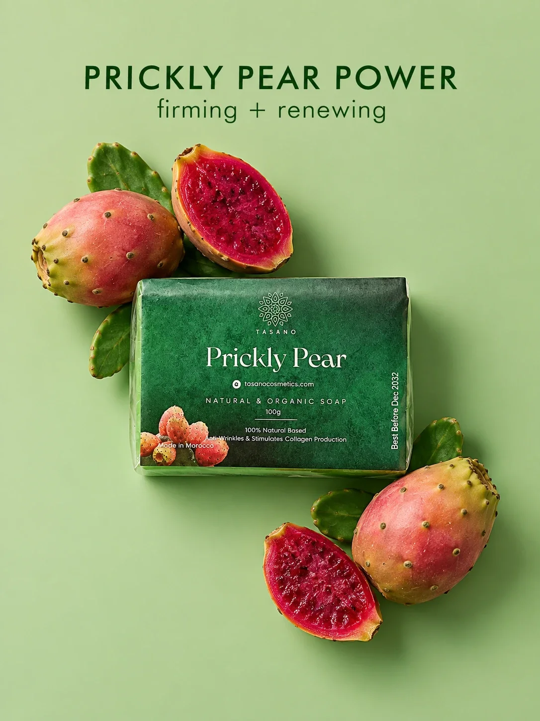 Moroccan prickly pear soap with prickly pear for nourishing, firming and anti-aging skincare