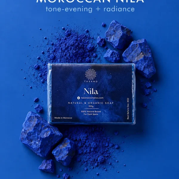 Moroccan Nila soap with traditional blue Nila powder for dark spots and uneven-looking skin tone Moroccan Nila soap with traditional blue Nila powder for dark spots and uneven-looking skin tone
