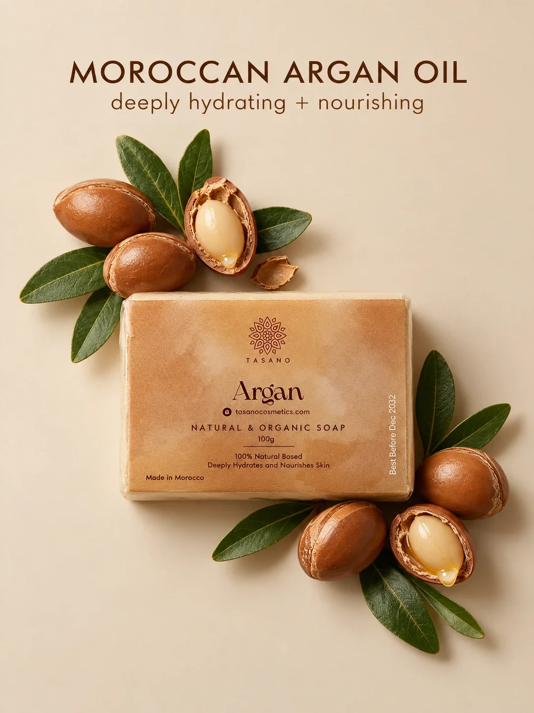 Moroccan argan soap with argan oil for dry skin, hydration and nourishing cleansing