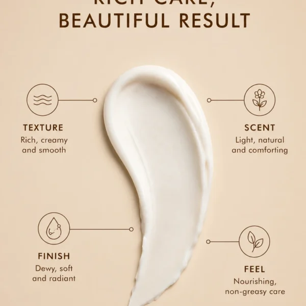 Rich argan cream texture for soft, comfortable, non-greasy daily skin moisture