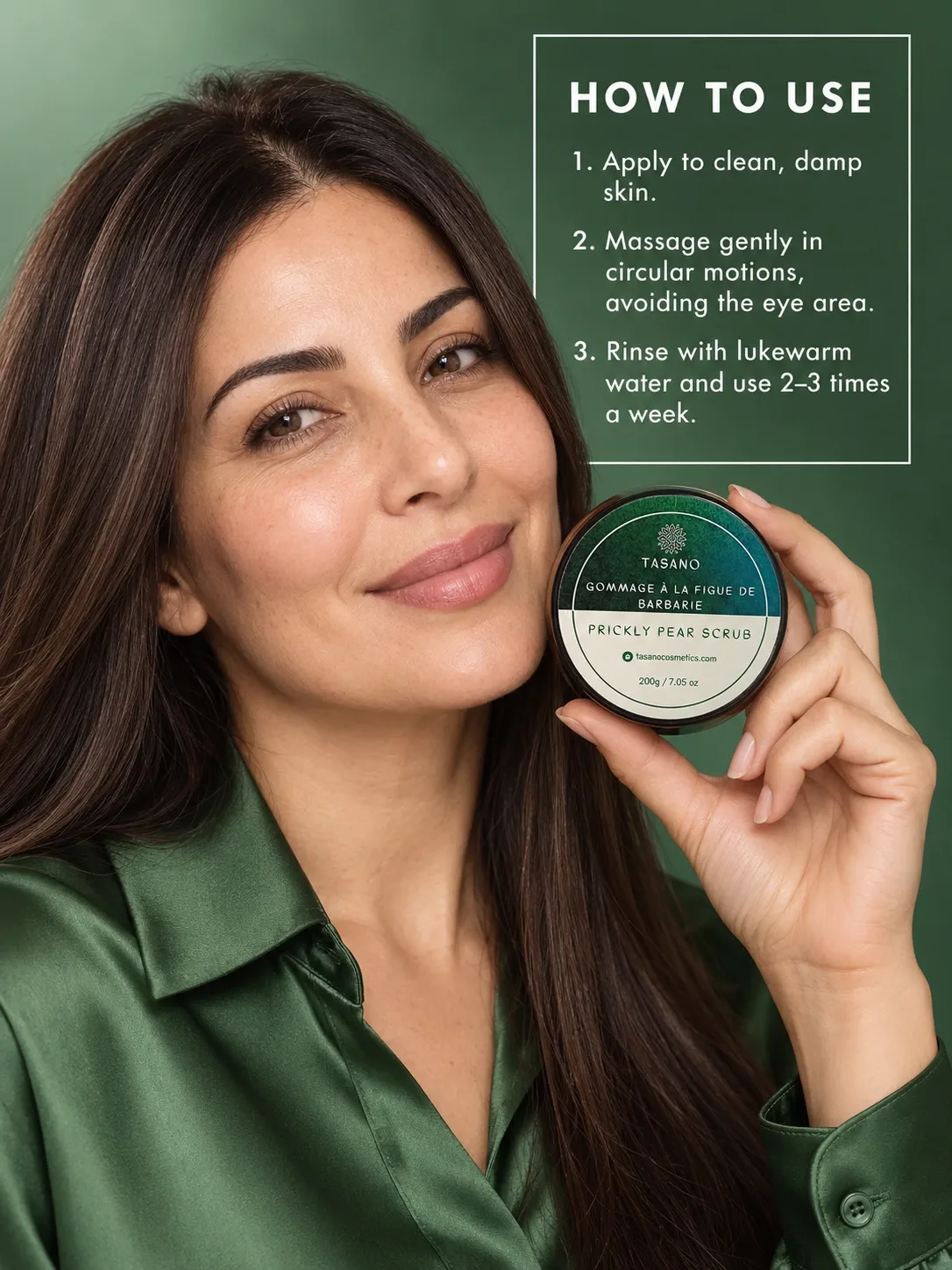 How to use prickly pear firming scrub, Moroccan anti-aging facial exfoliator for mature skin