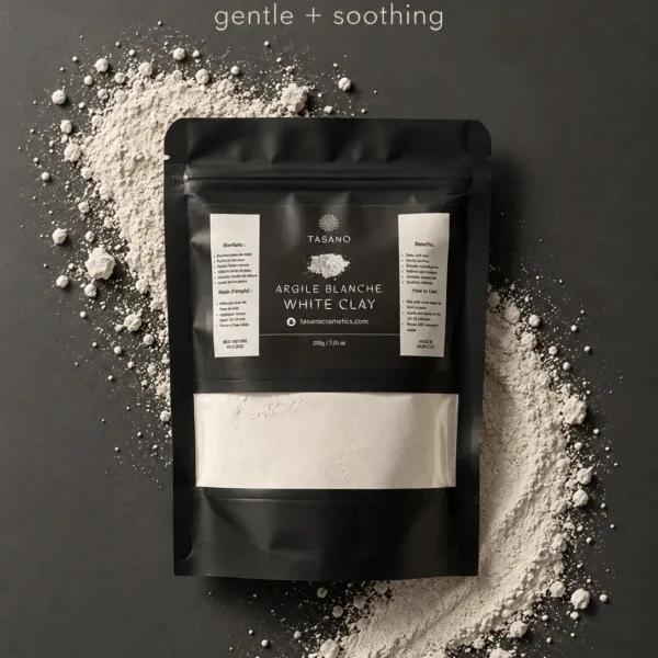 Moroccan White Clay kaolin powder made in Morocco for gentle purifying face mask skincare Moroccan White Clay kaolin powder made in Morocco for gentle purifying face mask skincare