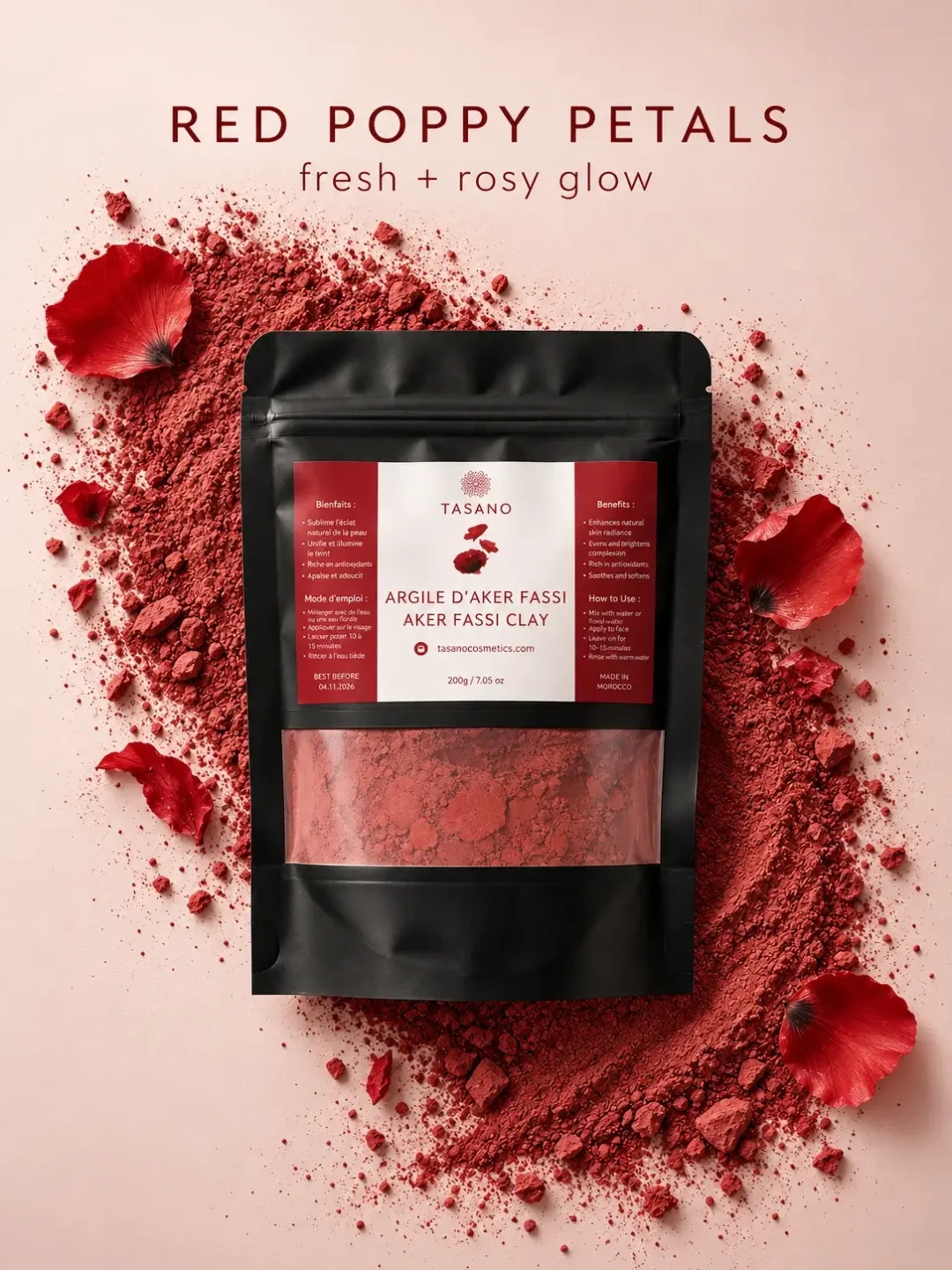 Moroccan Aker Fassi Powder with poppy petals and pomegranate for a fresh natural rosy skin glow Moroccan Aker Fassi Powder with poppy petals and pomegranate for a fresh natural rosy skin glow
