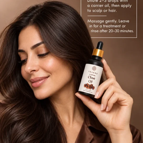 How to use Clove Oil for hair and scalp, dilute pure clove oil with a carrier oil before topical application