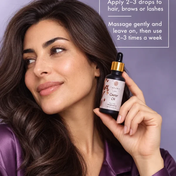 How to use Castor Oil for hair, scalp, lashes and brows, apply a small amount directly or blend with lighter oils